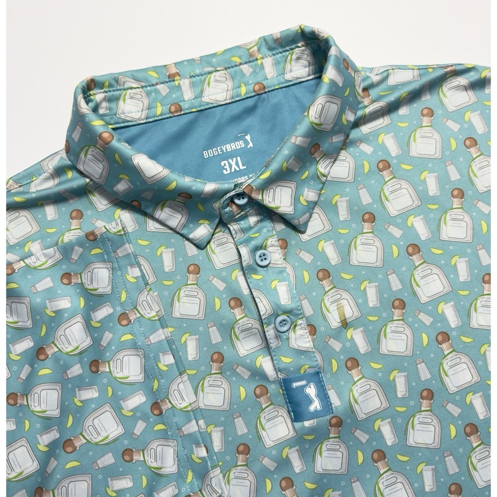 Bogey Bros Men's Performance Polo Shirt Sz 3XL Tequila Print Stretch Golf Sports